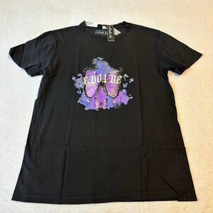 Mister Tee Mens Black Evolve Butterfly Graphic T-Shirt Cotton Size Large NEW